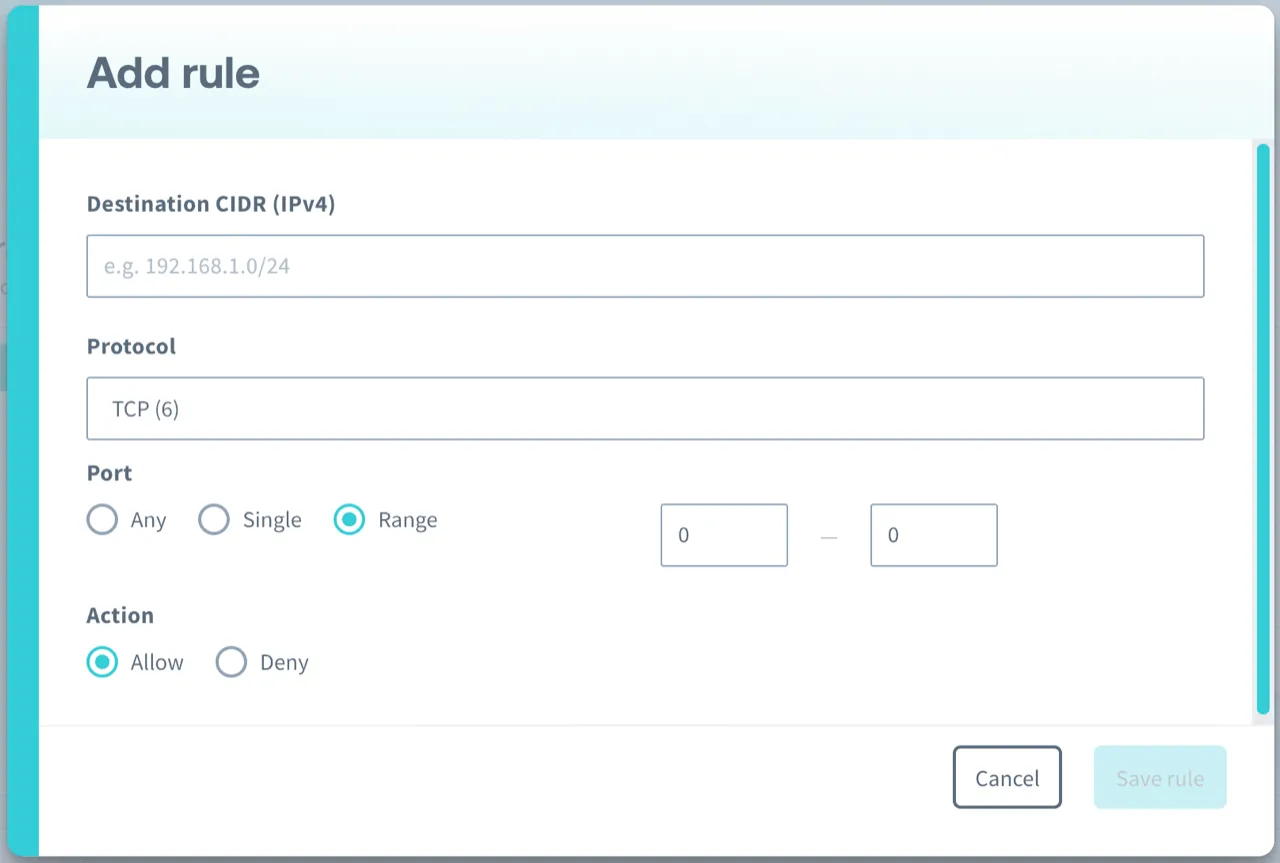Adding an IP rule