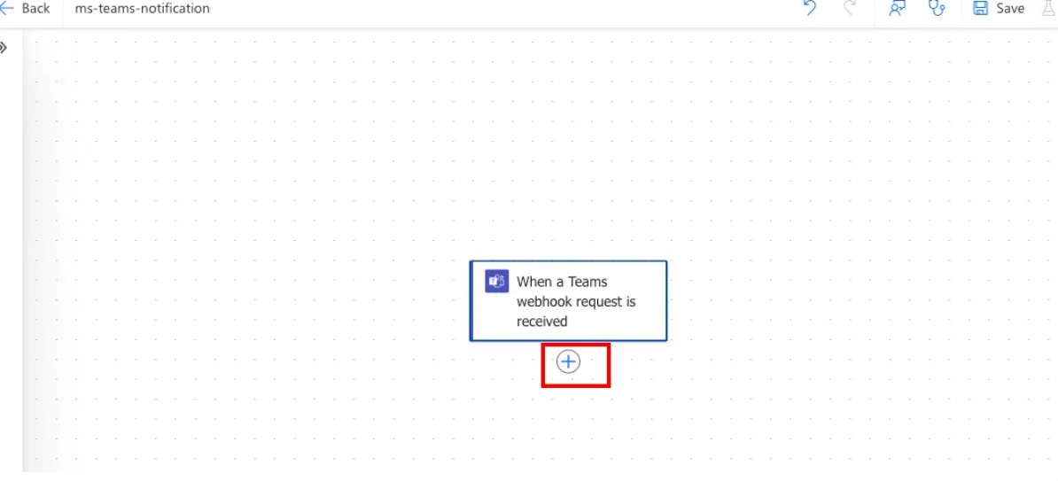 Screenshot demonstrating how to add a new action (via the plus button) in Microsoft Power Automate.