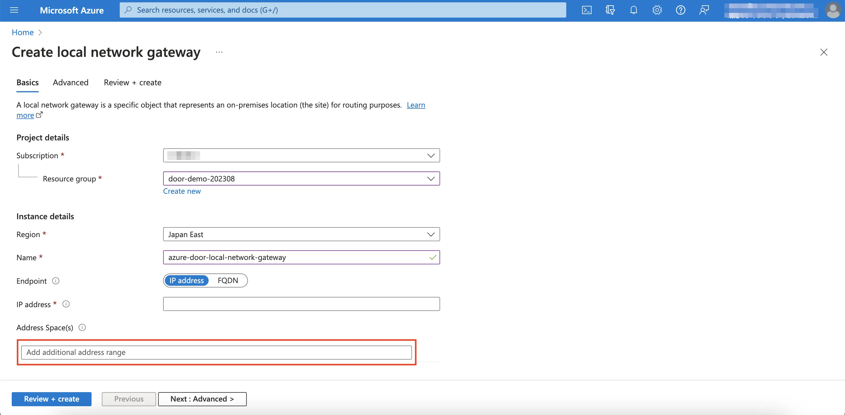 Address Space(s) configuration